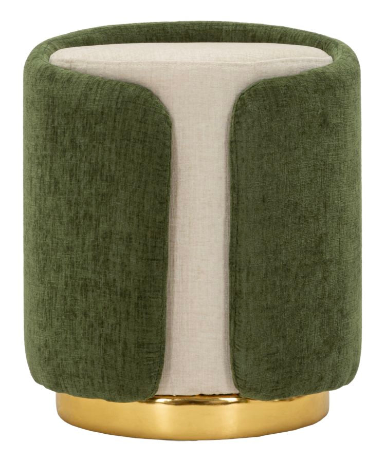 Pouf Stile Glam Bicolore Con Base Dorata Cm Ø 40X50