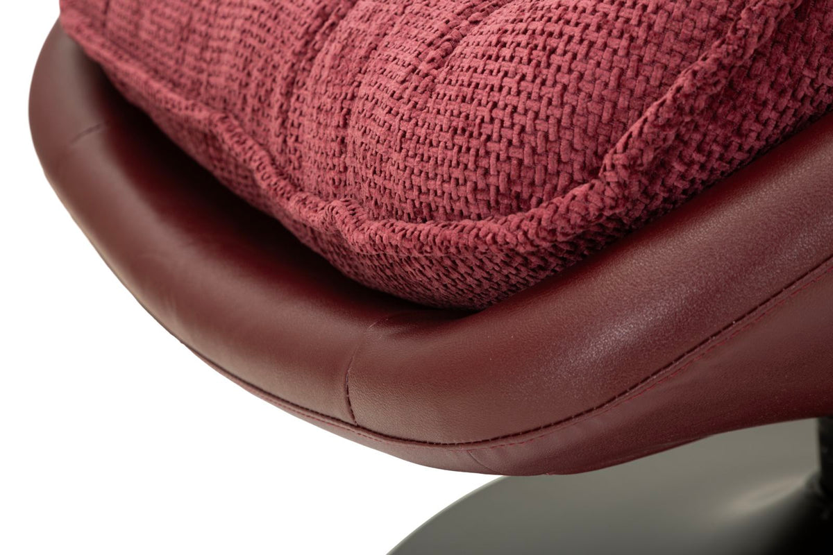 Poltrona Relax Girevole Bordeaux In Stile Retrò - Ferretti