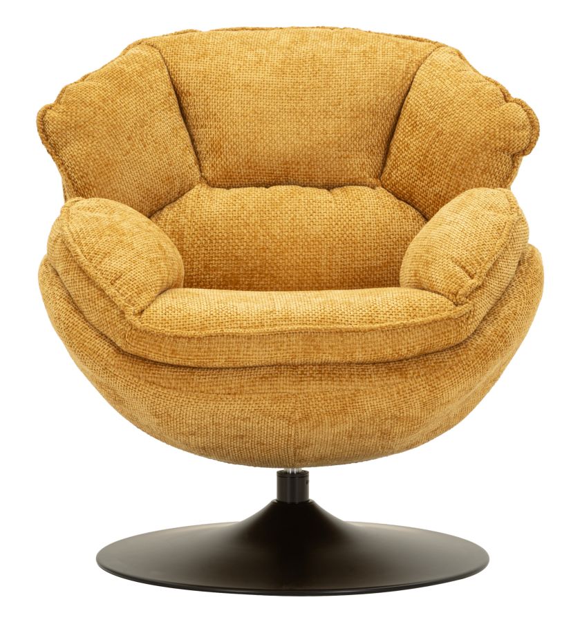 Poltrona Girevole Senape In Stile Retrò 85X80X81cm - Ferretti