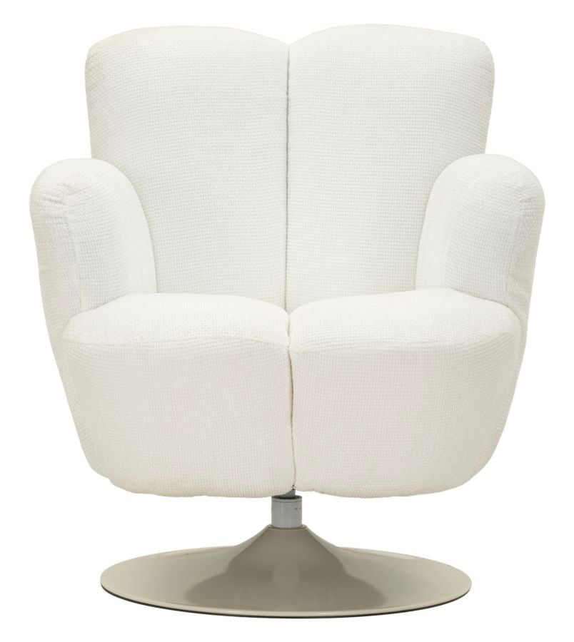 Poltrona Girevole Bianca In Stile Retrò 86X77X92cm - Ferretti