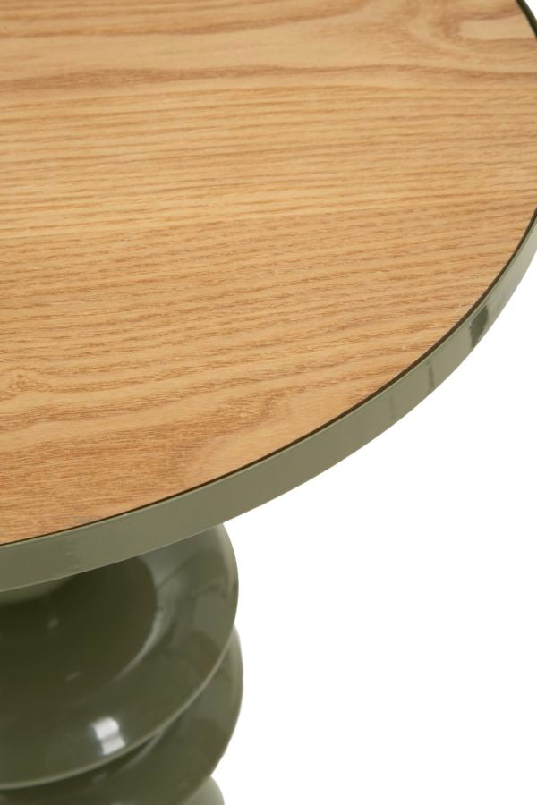 Tavolinetto In Metallo Con Piano In Legno Ø 45,5X63cm - Ferretti