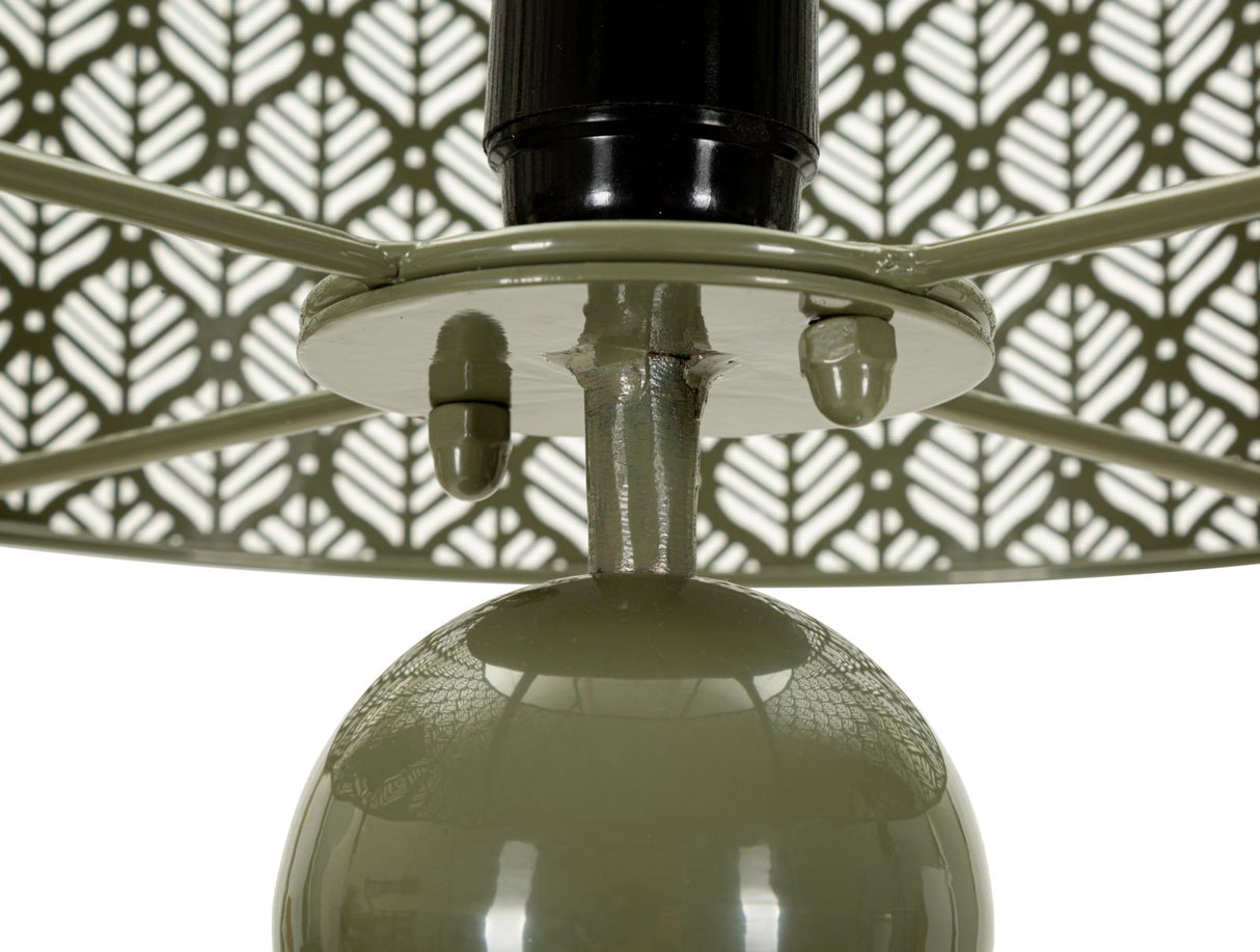 Lampada Da Tavolo In Metallo Con Paralume Intagliato - Ferretti