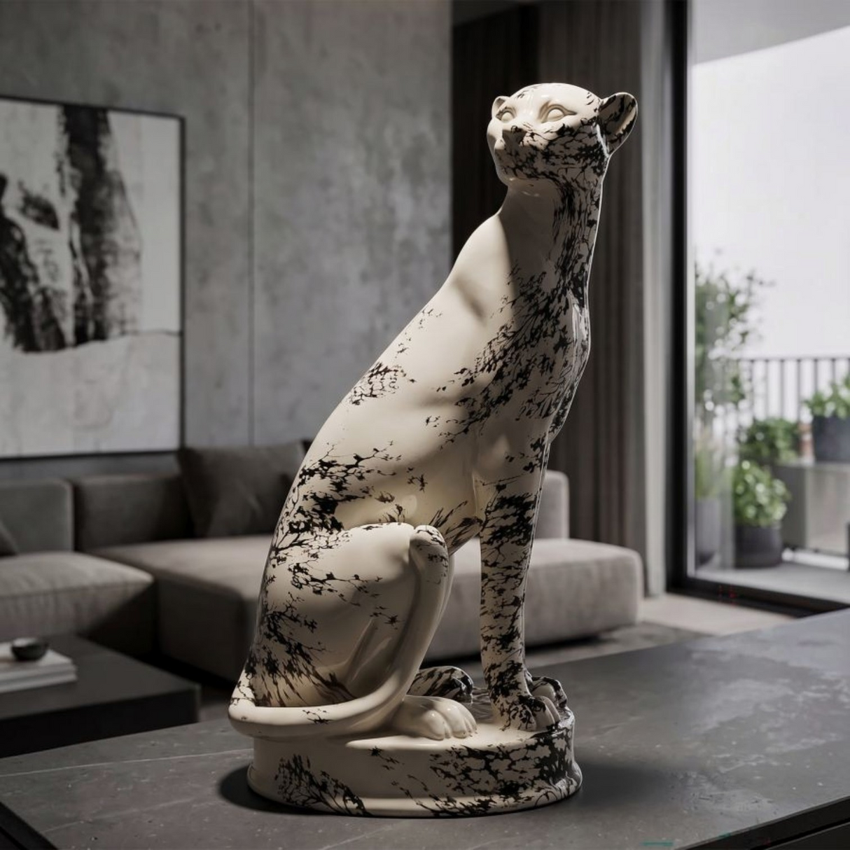 Scultura A Forma Di Leopardo Stile Orientale - Ferretti