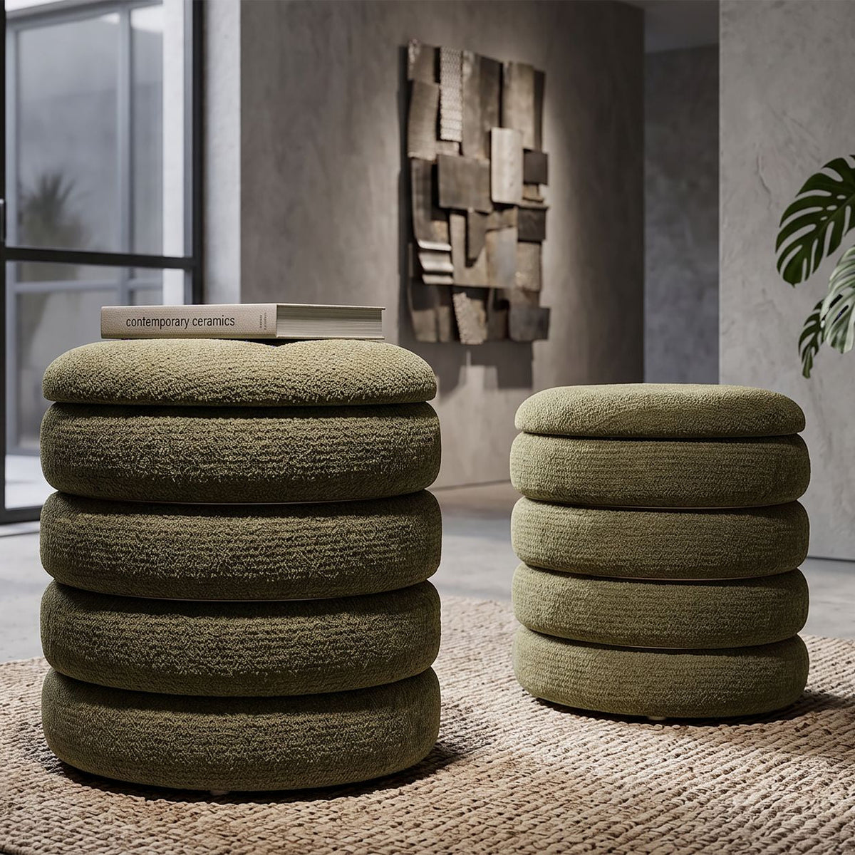 Set 2 Pouf Stile Nordico Verde - Ferretti