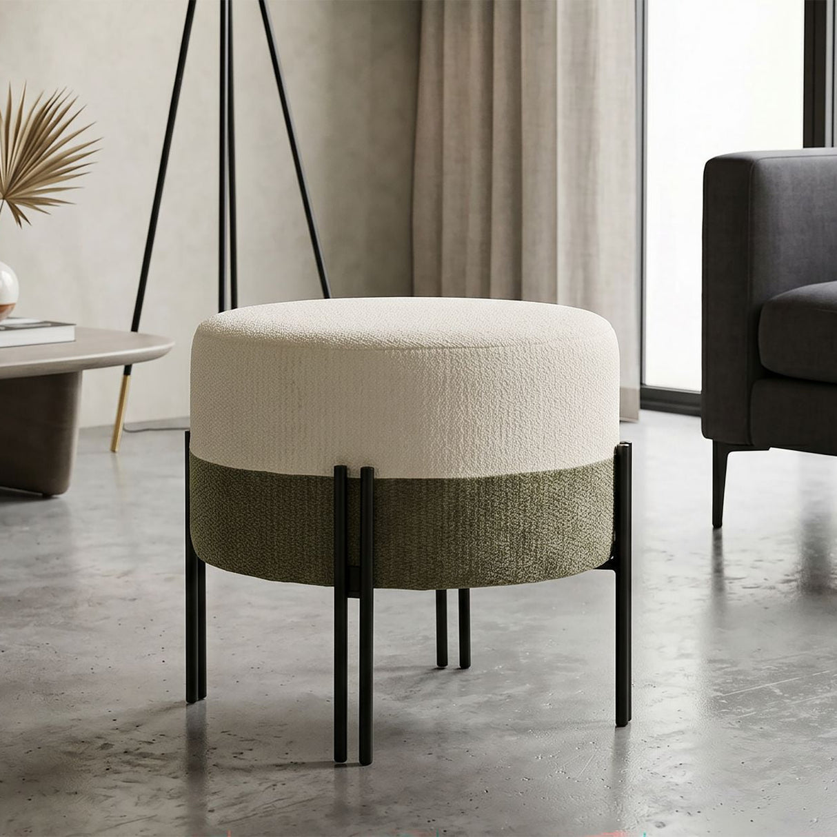 Pouf Stile Moderno Bicolore Ø 49X42cm - Ferretti