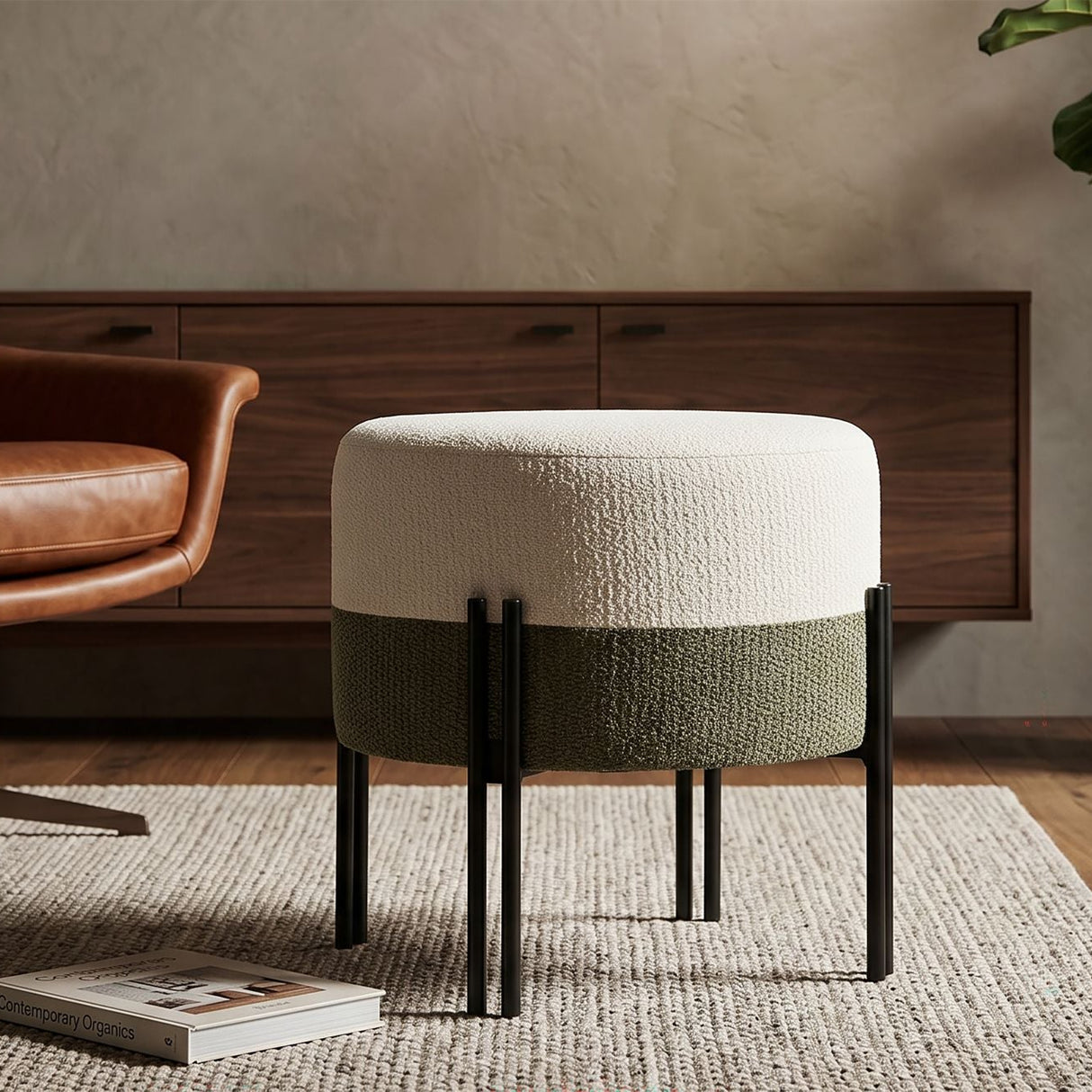 Pouf Stile Moderno Bicolore Ø 44X41cm - Ferretti