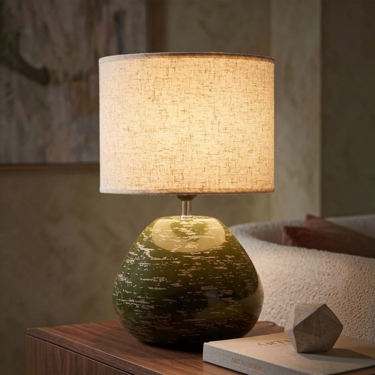 Lampada Da Tavolo Verde Stile Contemporaneo 30X49cm - Ferretti