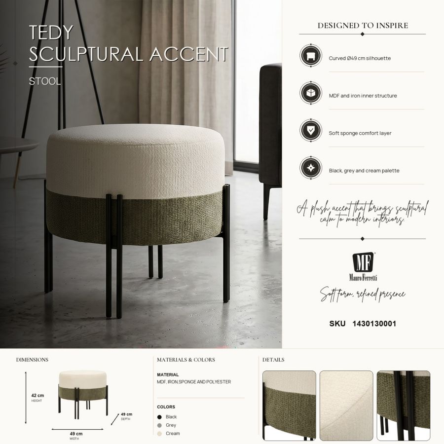 Pouf Stile Moderno Bicolore Ø 49X42cm - Ferretti