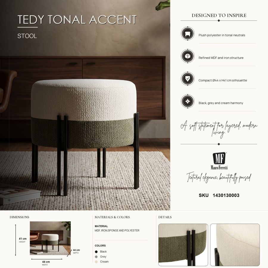Pouf Stile Moderno Bicolore Ø 44X41cm - Ferretti