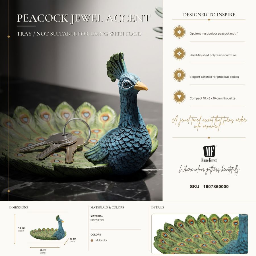 Svuotatasche Decorativo Eclettico A Forma Di Pavone - Ferretti