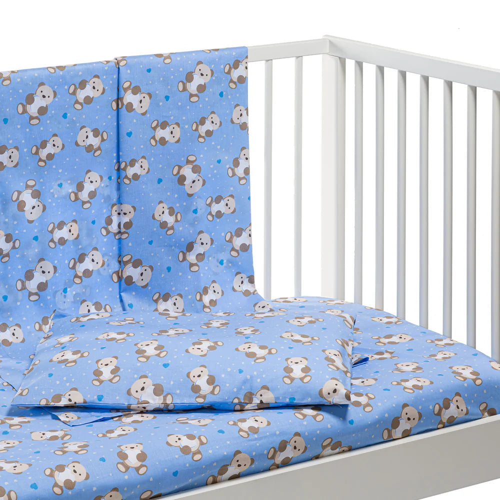 Completo Lenzuola Lettino Orsacchiotti Baby 100% Cotone - Caleffi