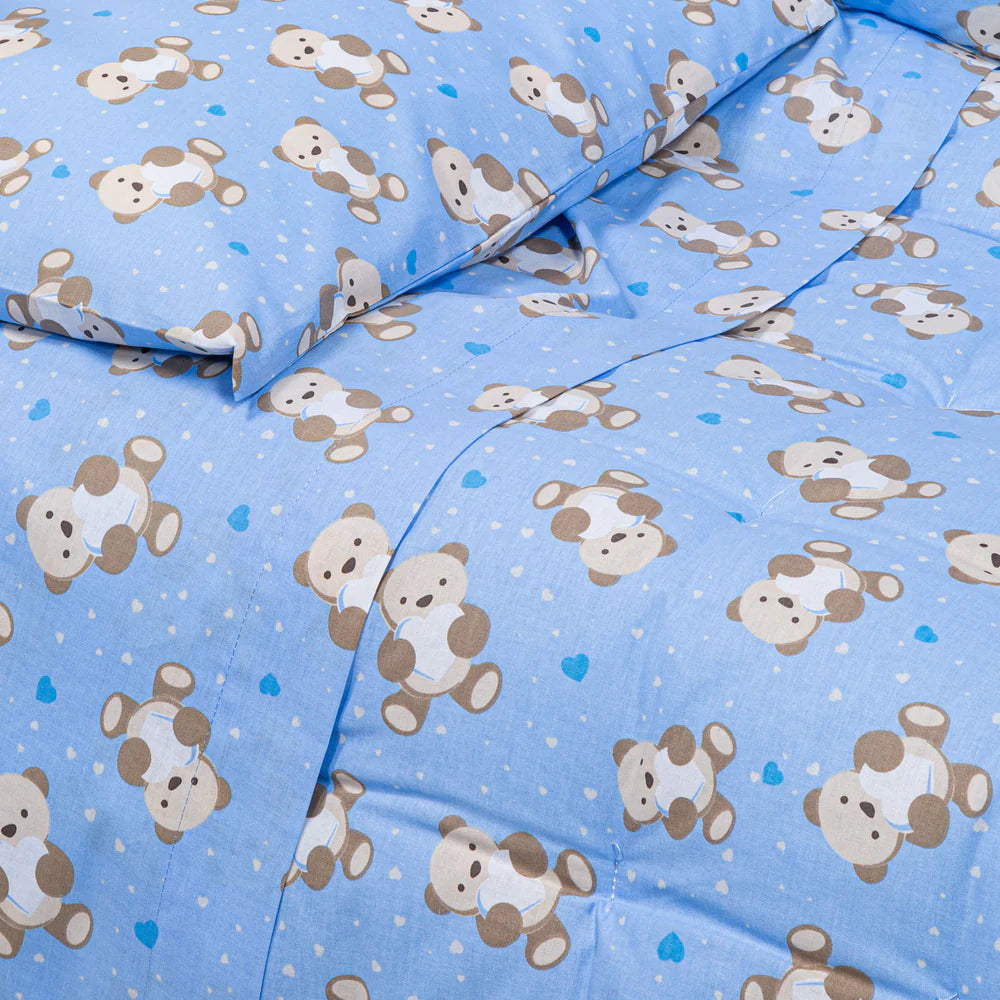 Completo Lenzuola Lettino Orsacchiotti Baby 100% Cotone - Caleffi
