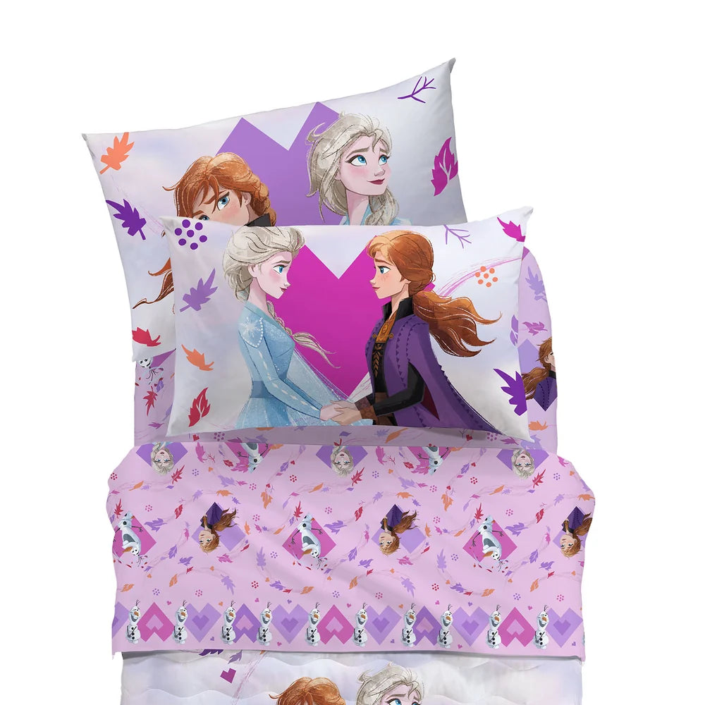 Completo Lenzuola Singolo Frozen Pink 100% Cotone - Caleffi
