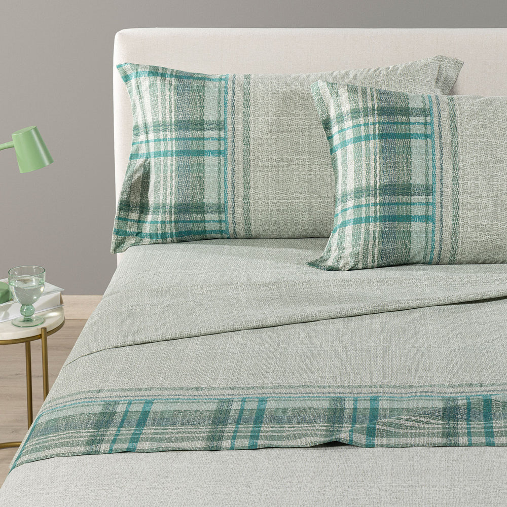 Completo Lenzuola Matrimoniale Cottage Giada 100% Cotone - Caleffi