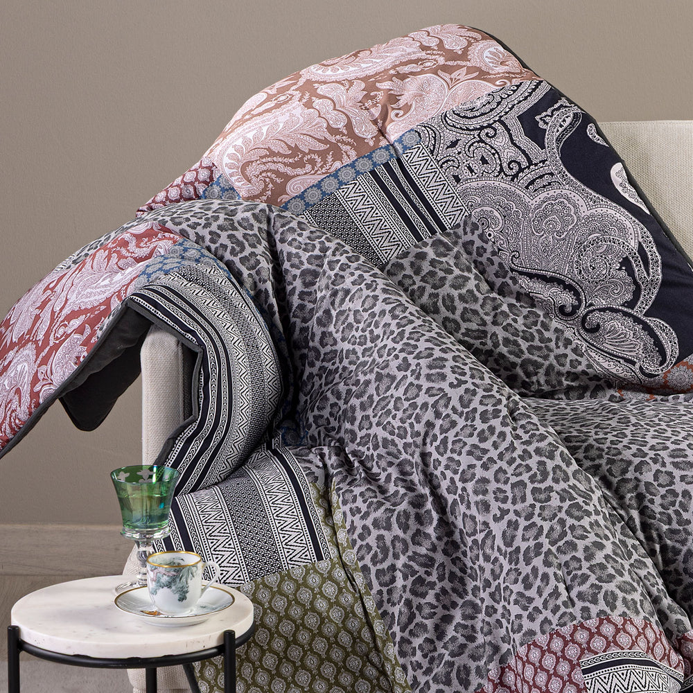 Plaid Scaldotto Panther In Cotone Pettinato - Caleffi