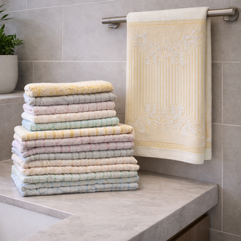 Set da 6 Ospite o Asciugamano Spugna Velour Angeli in puro cotone – Karì