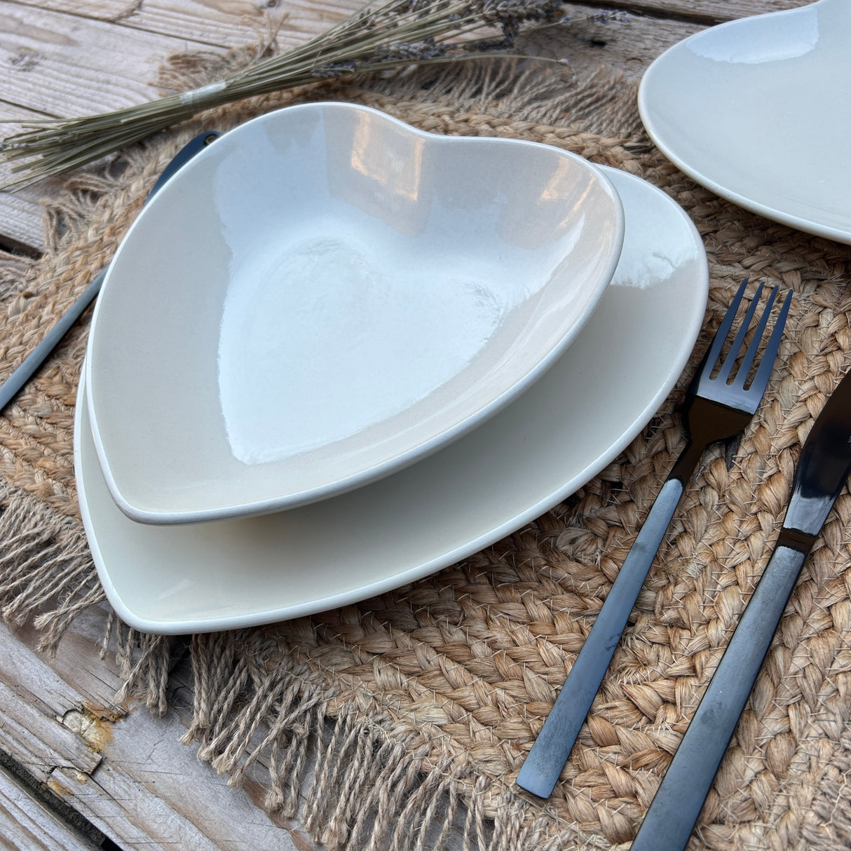 Tris Piatti CUORE PANNA - Arca