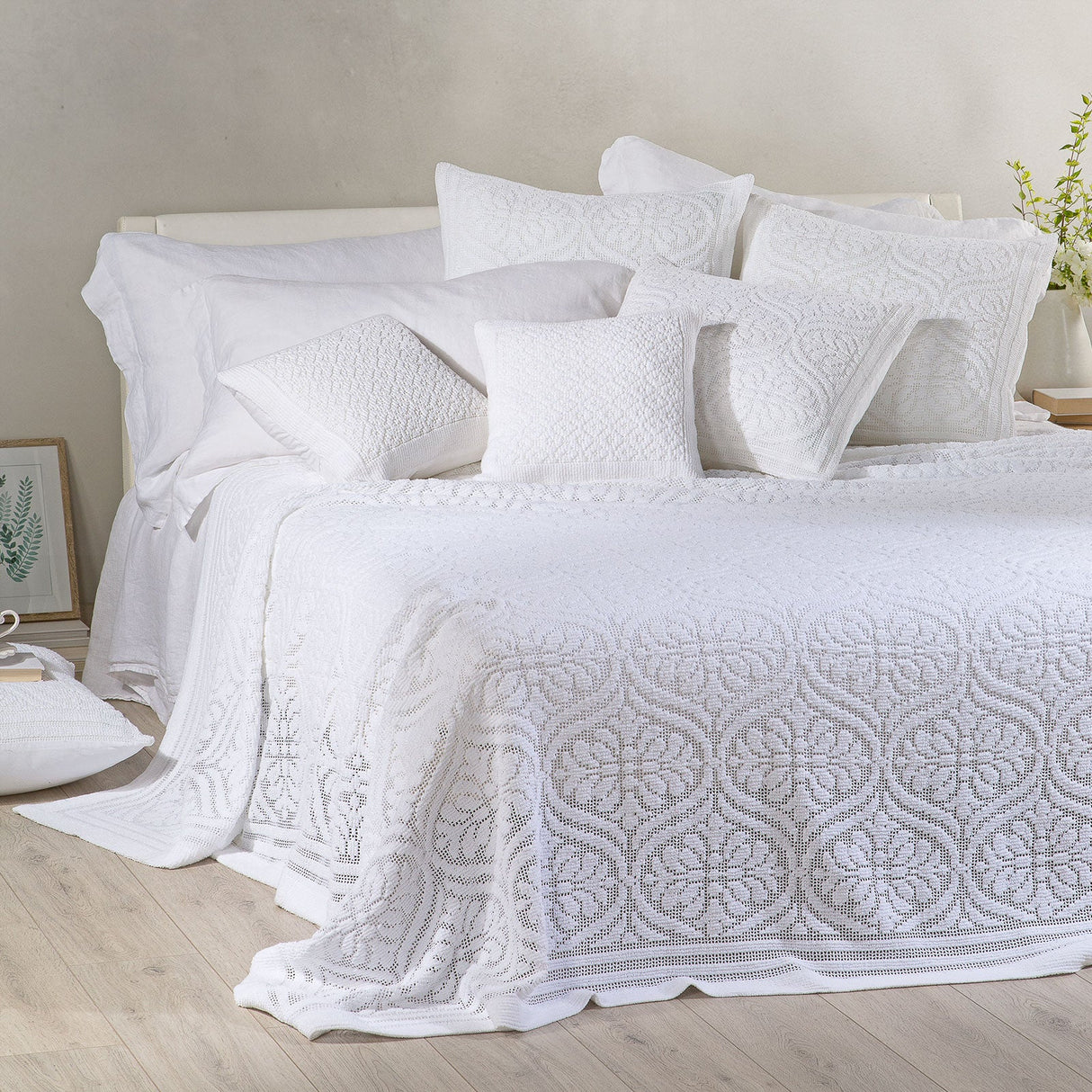 Copriletto Non Trapuntato In Cotone Vittoria Matrimoniale Bianco Primanatura by Caleffi