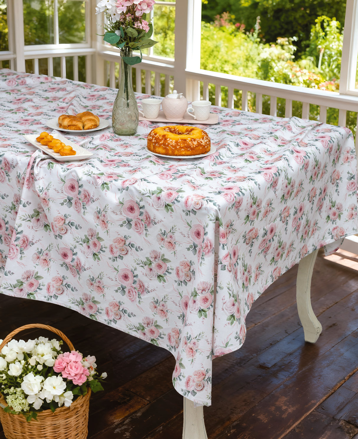Tovaglia In The Garden Dis. 30 L'Atelier 17 Floreale Shabby Chic 100% Cotone Made in Ital