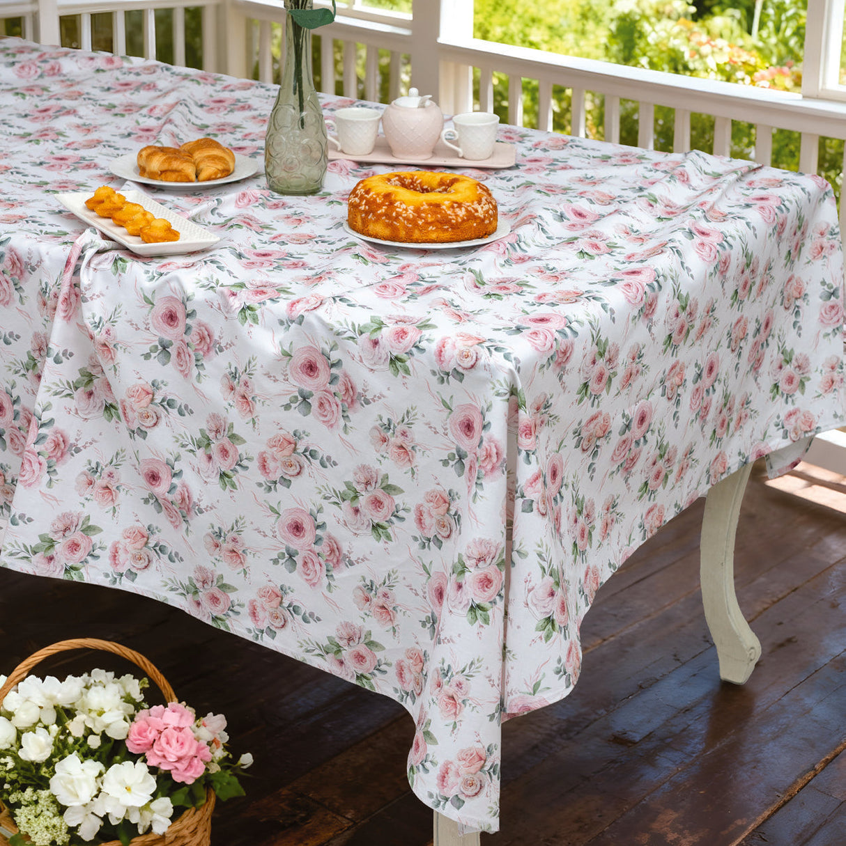 Tovaglia In The Garden Dis. 30 Floreale Shabby Chic 100% Cotone Made in Italy - L'Atelier 17