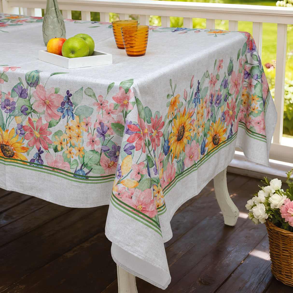 Tovaglia In The Garden Disegno 32 Floreale 100% Cotone Made in Italy - L'Atelier 17