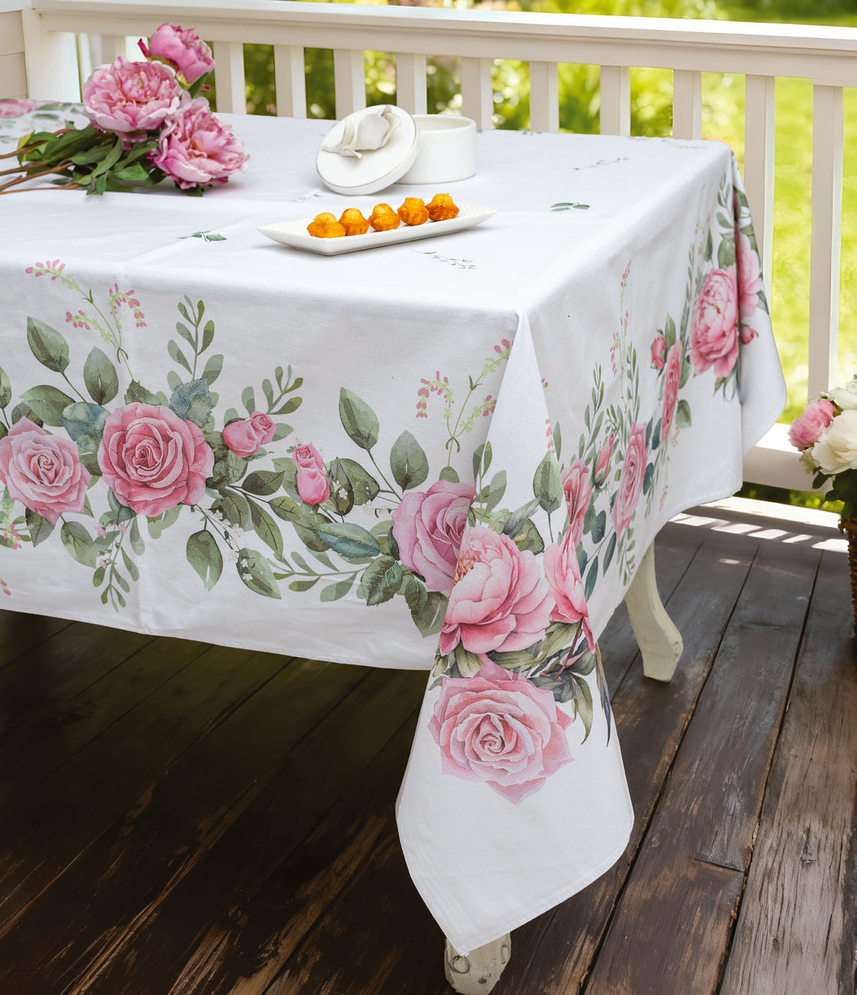 Tovaglia In The Garden Disegno 34 L'Atelier 17 Floreale 100% Cotone Made in Italy