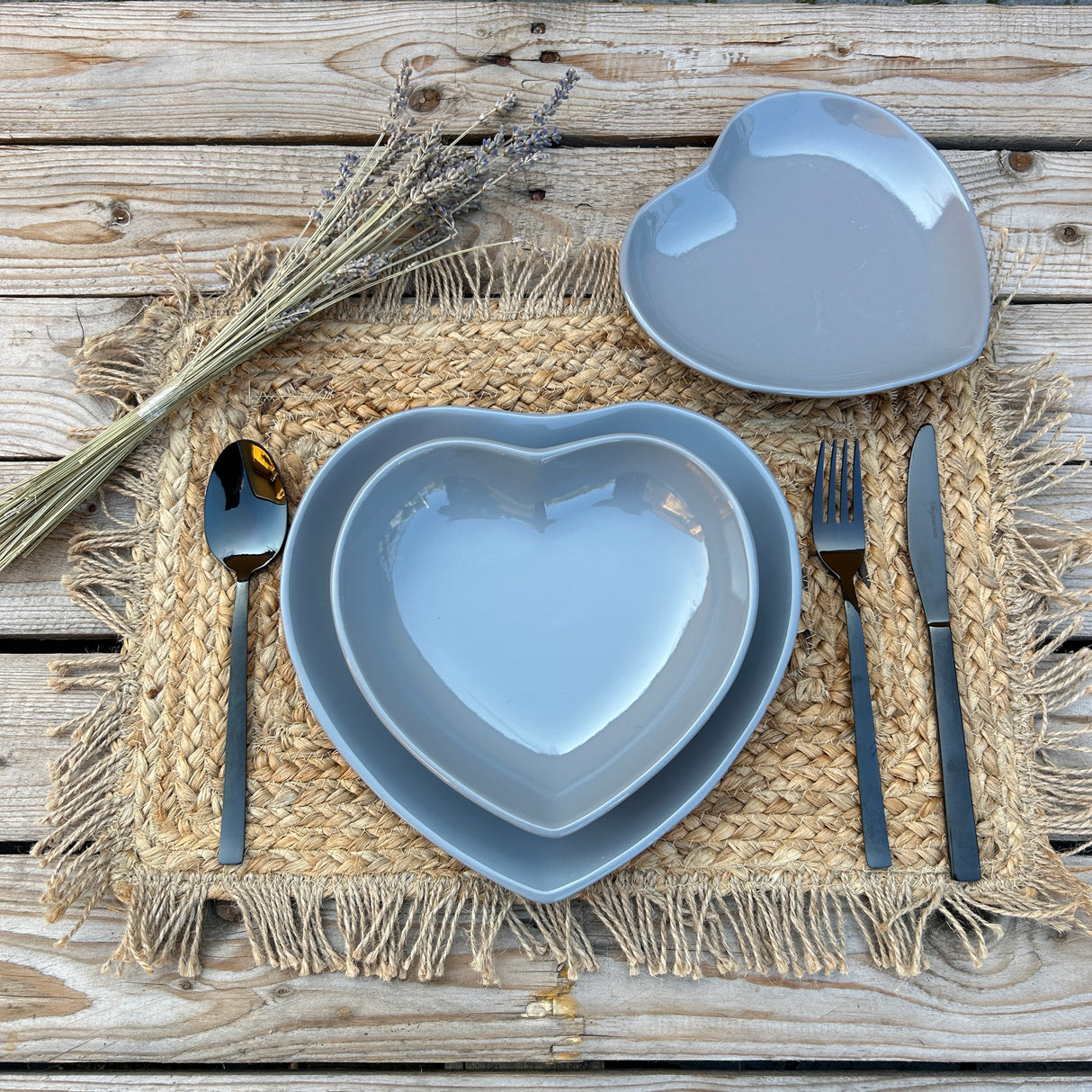 Tris Piatti CUORE GRIGIO - Arca