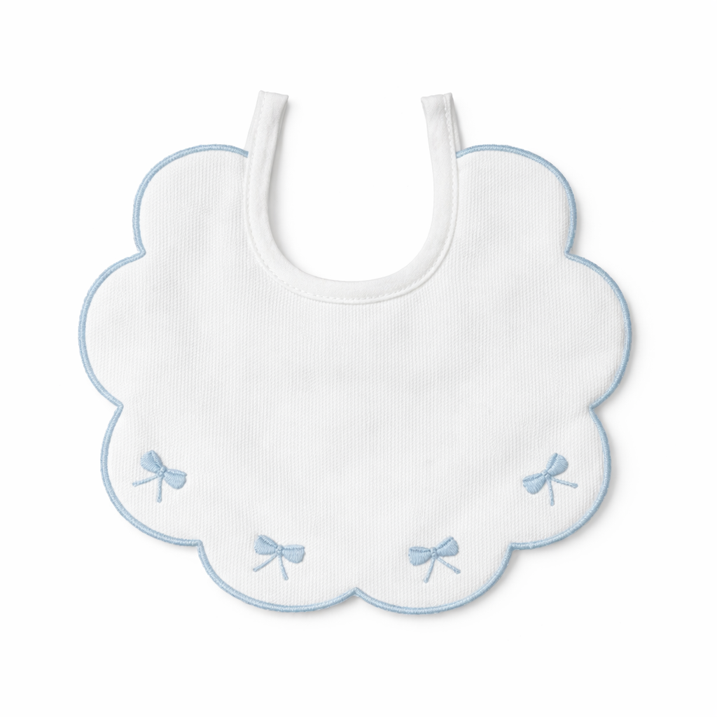 Bavaglino Neonato 193 Fiocchetti Cotone Ricamato - Maestri Cotonieri Home