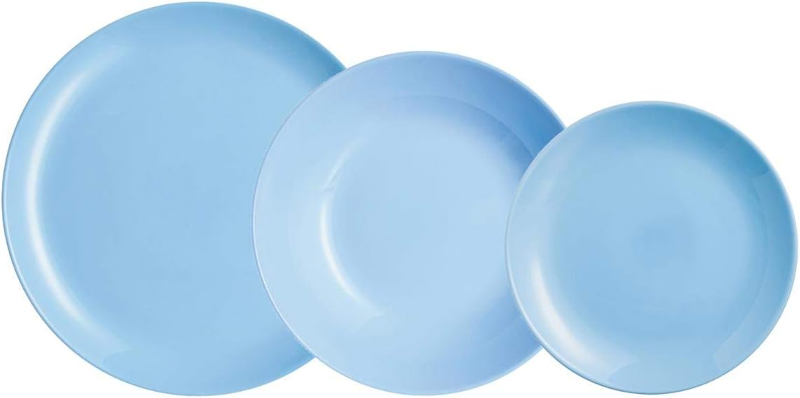 Servizio Tavola 18 Pezzi DIWALI BLU in vetro opale temperato by Luminarc