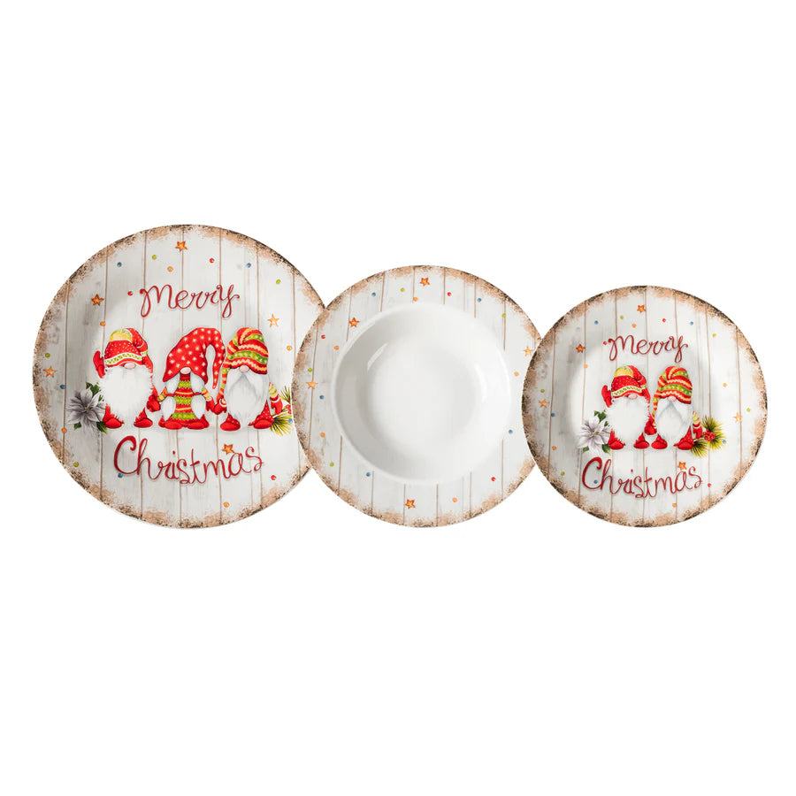 Servizio Piatti x6 Persone Wooden Joy Christmas - Gusto Casa