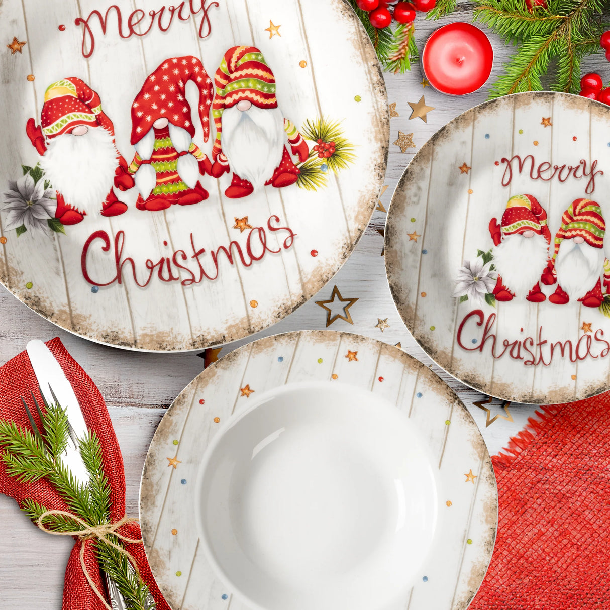 Servizio Piatti x6 Persone Wooden Joy Christmas - Gusto Casa