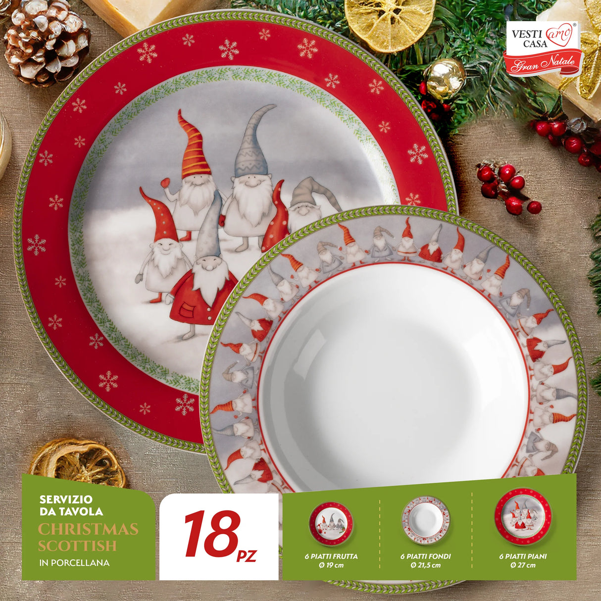 Servizio Piatti x6 Persone GNOMES - Gusto Casa