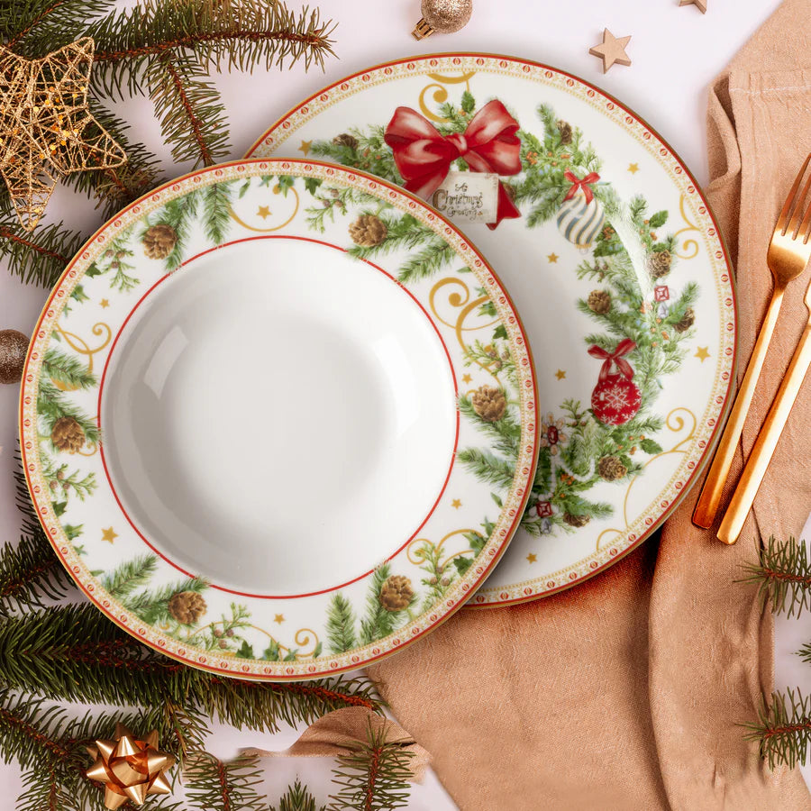Servizio Piatti x6 Persone Red ribbon Garland - Gusto Casa