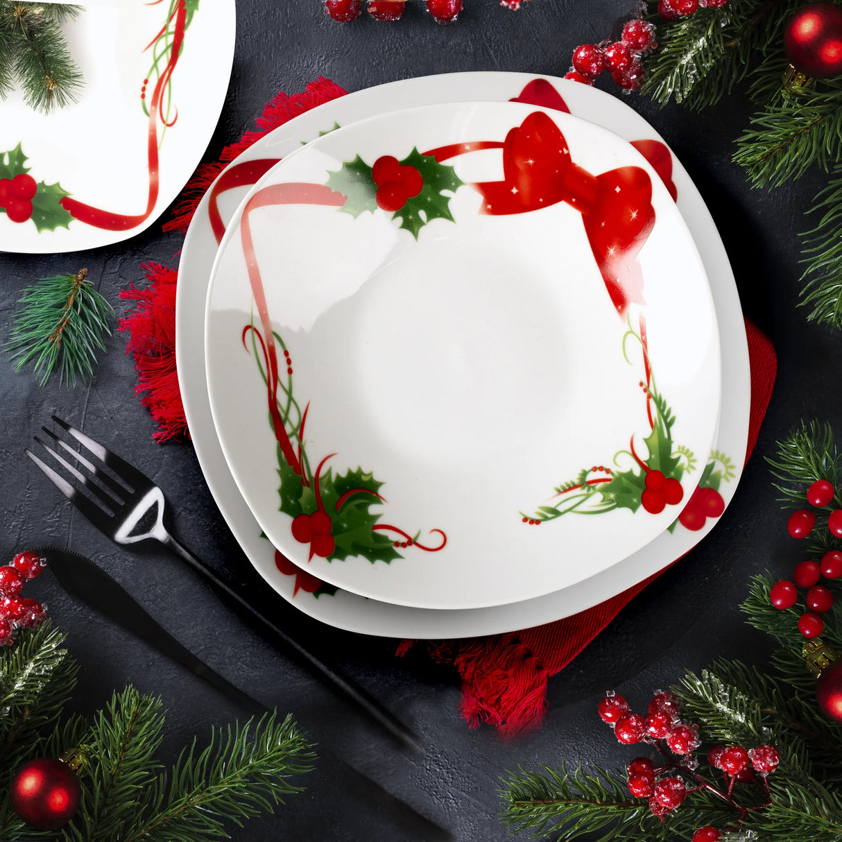 Servizio Piatti x6 Persone MERRY RIBBON - Gusto Casa