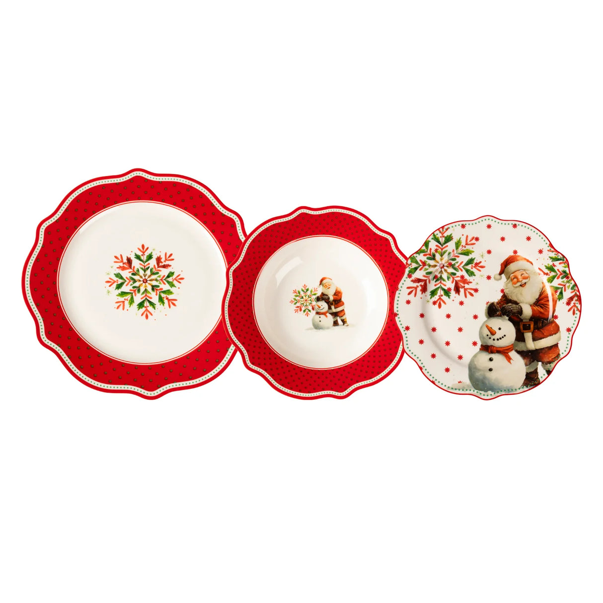 Servizio Piatti x6 Persone SNOWMAN AND SANTA - Gusto Casa