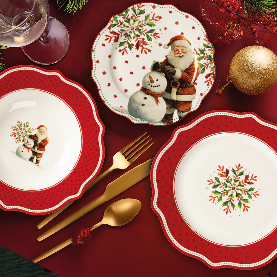 Servizio Piatti x6 Persone SNOWMAN AND SANTA - Gusto Casa