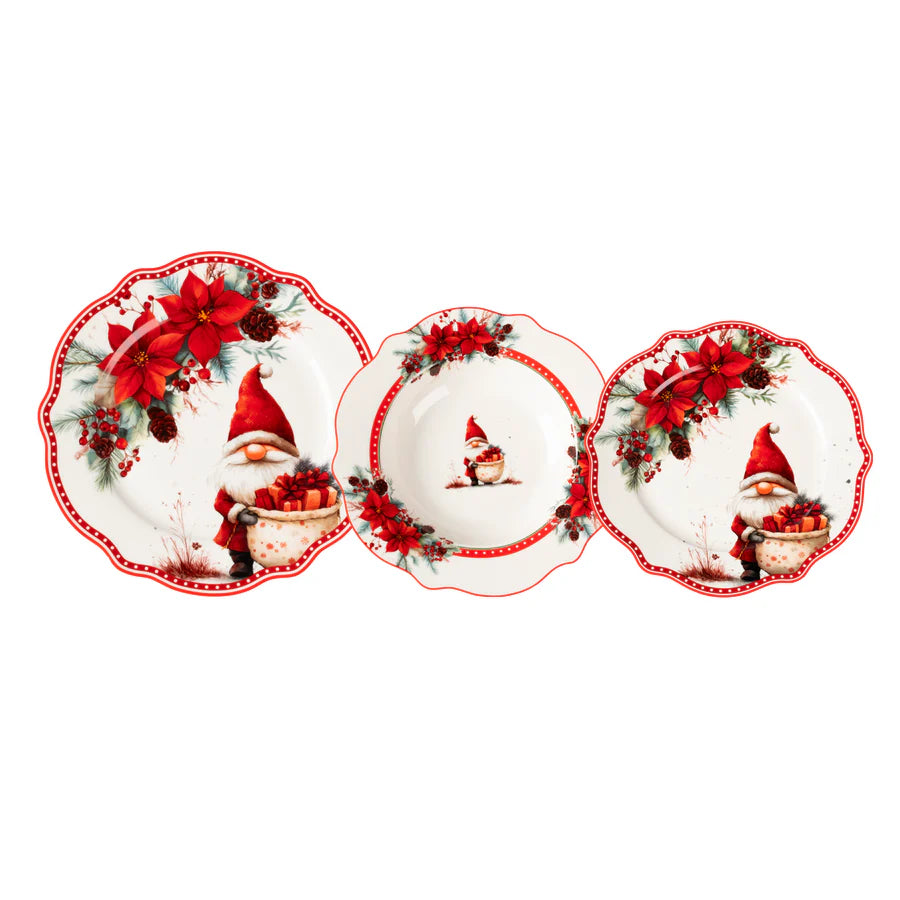 Servizio Piatti x6 Persone FESTIVE GNOME - Gusto Casa