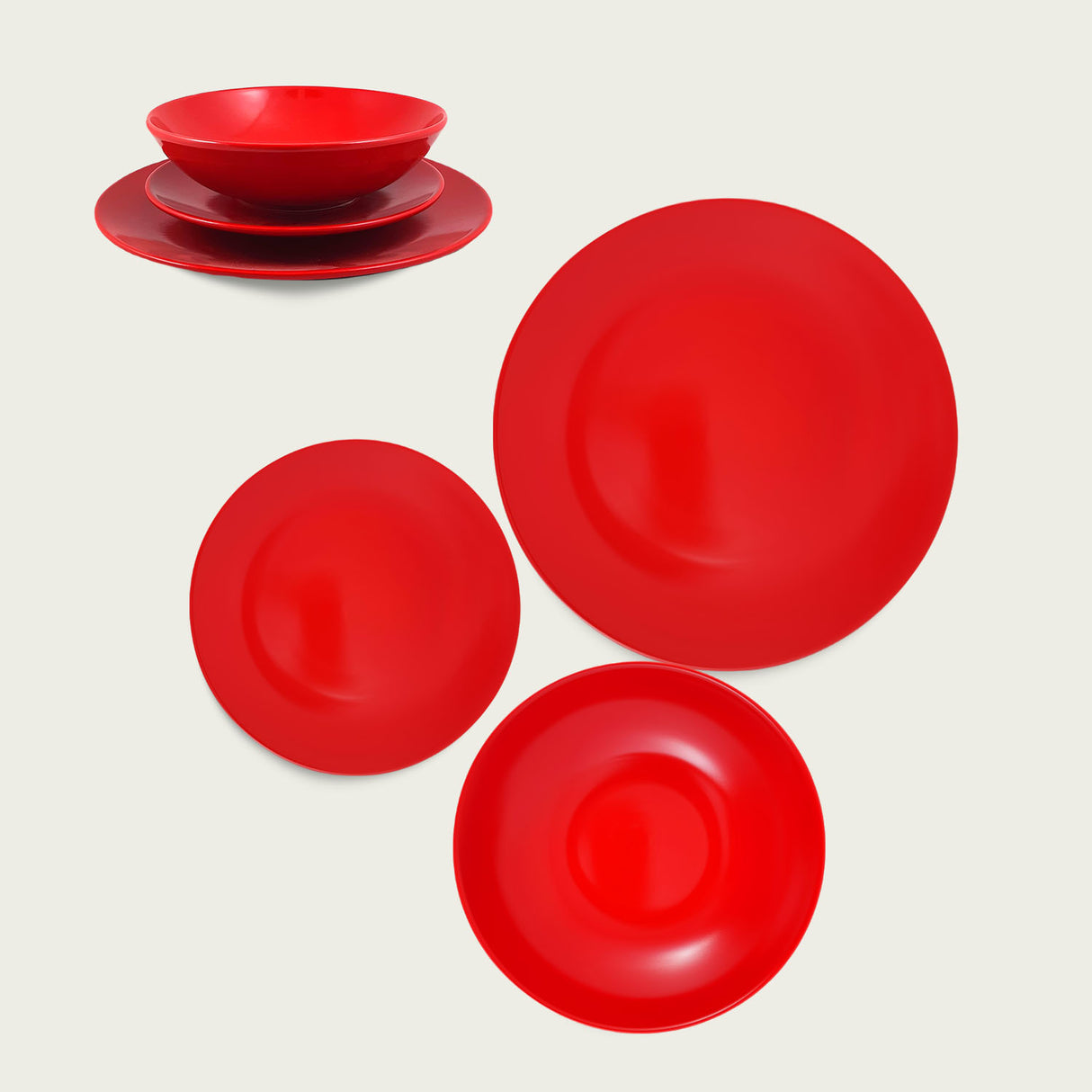Tris piatti 3pz monocolore rosso by Arca