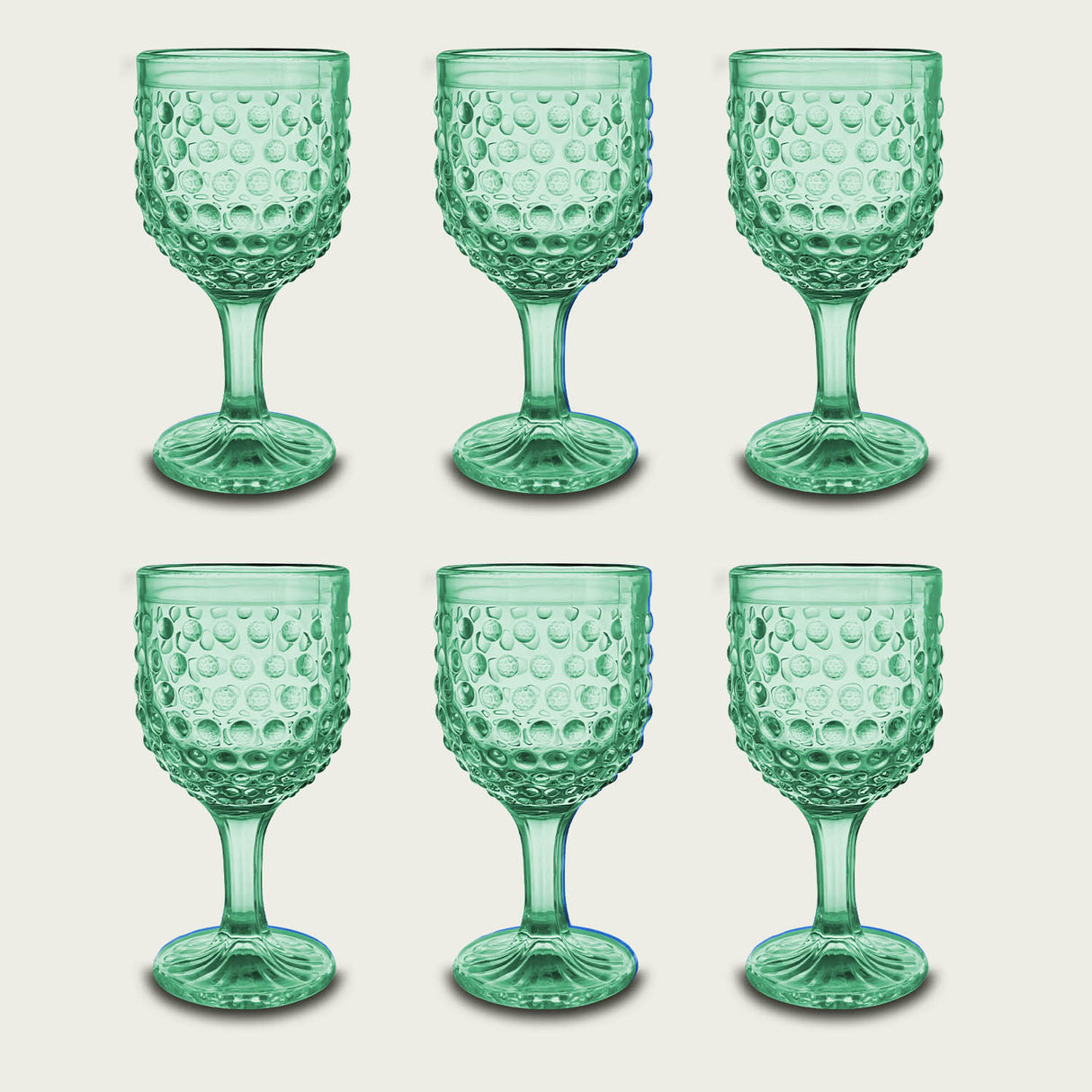 Set 6 Calici / 6 bicchieri in Vetro Colorato Cherry Blossom, Colore verde by Arca