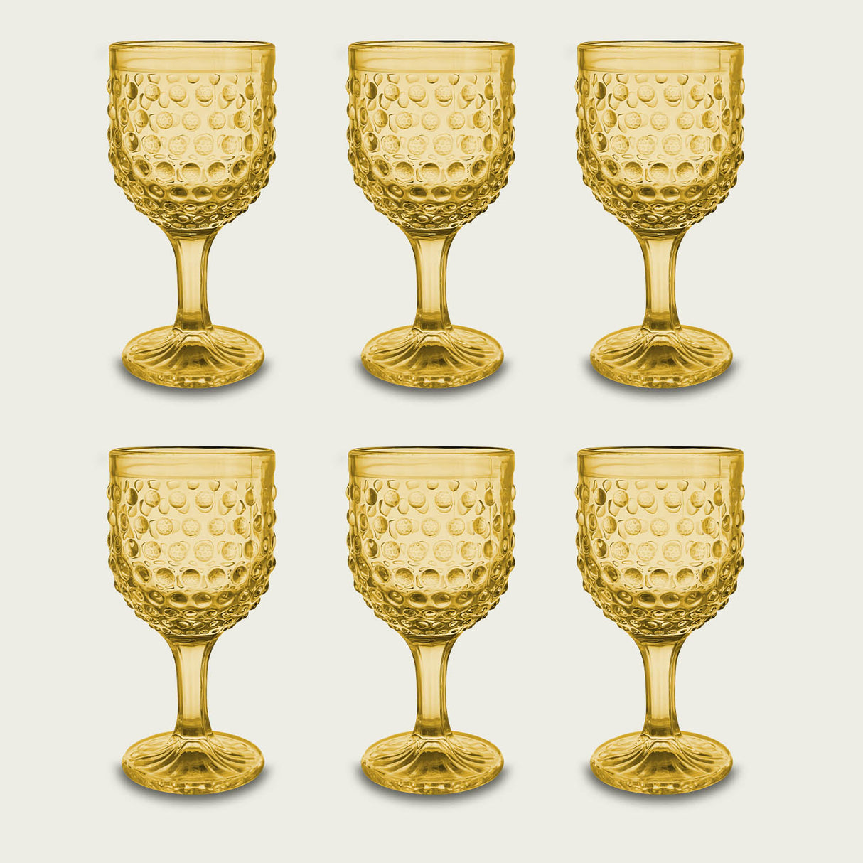 Set 6 Calici / 6 bicchieri in Vetro Colorato Cherry Blossom, Colore giallo by Arca