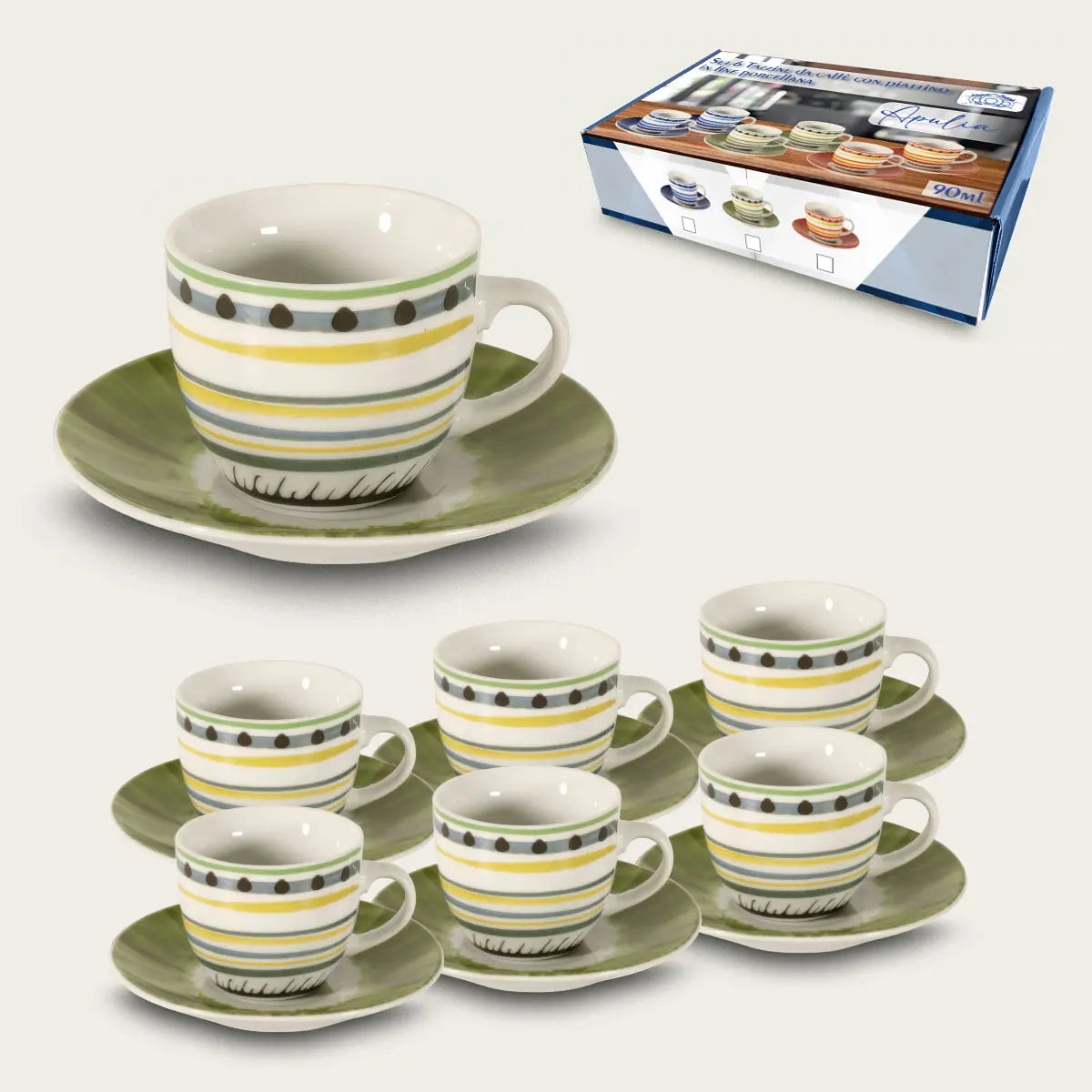 Set 6 Tazze Da Caffè Apulia I Con Piattino by Arca