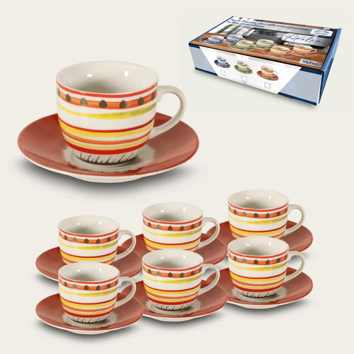 Set 6 Tazze Da Caffè Apulia I Con Piattino by Arca