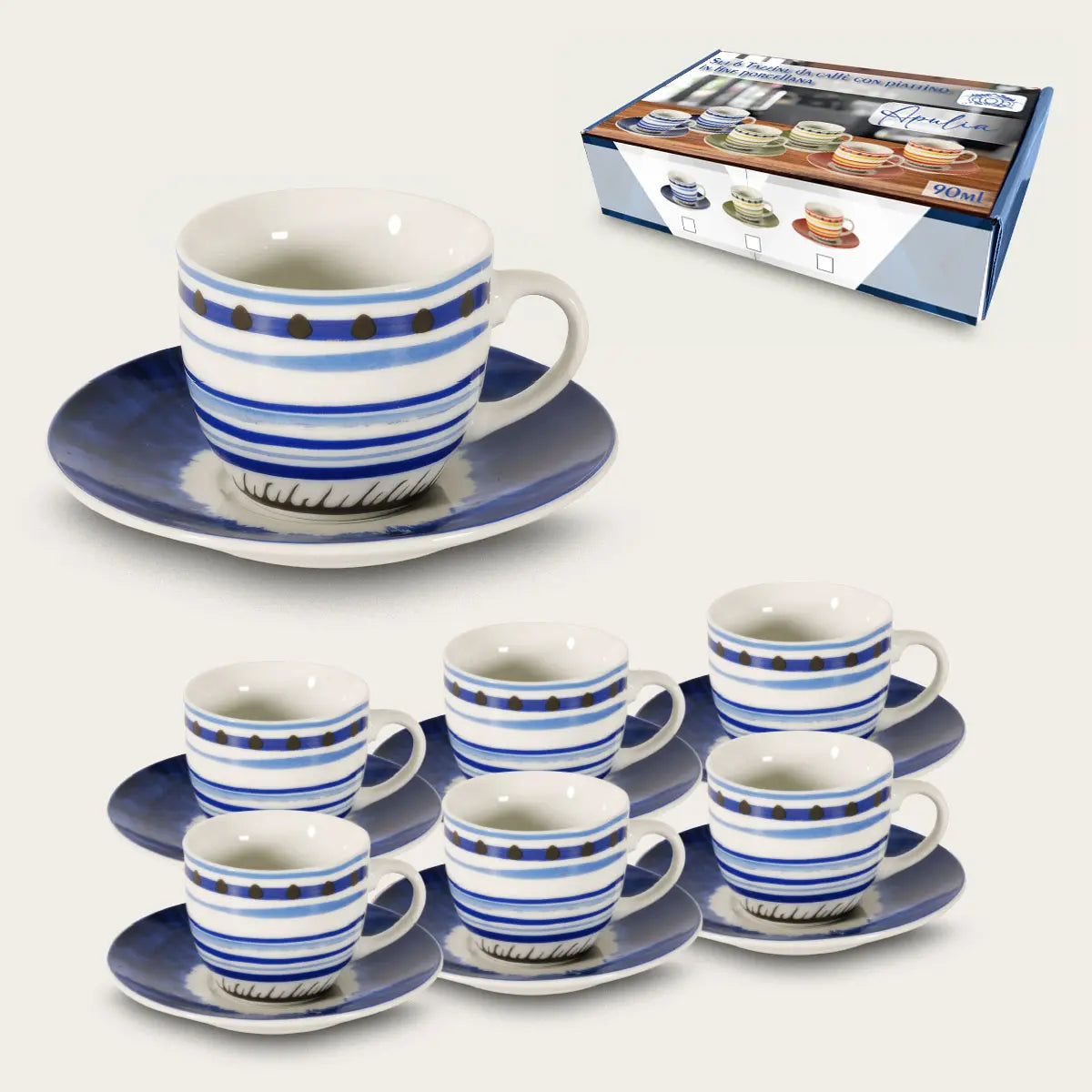 Set 6 Tazze Da Caffè Apulia I Con Piattino by Arca