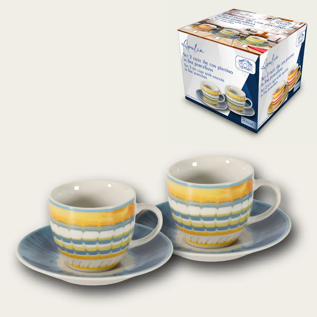 Set 2 Tazze Da The Apulia Con Piattino by Arca