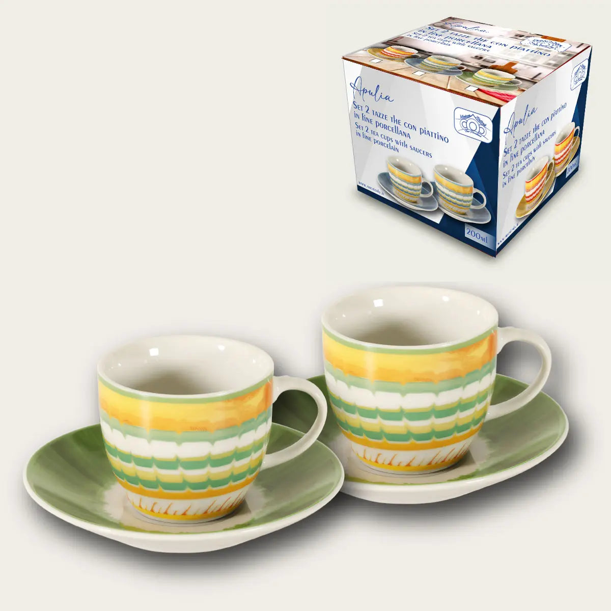 Set 2 Tazze Da The Apulia Con Piattino by Arca
