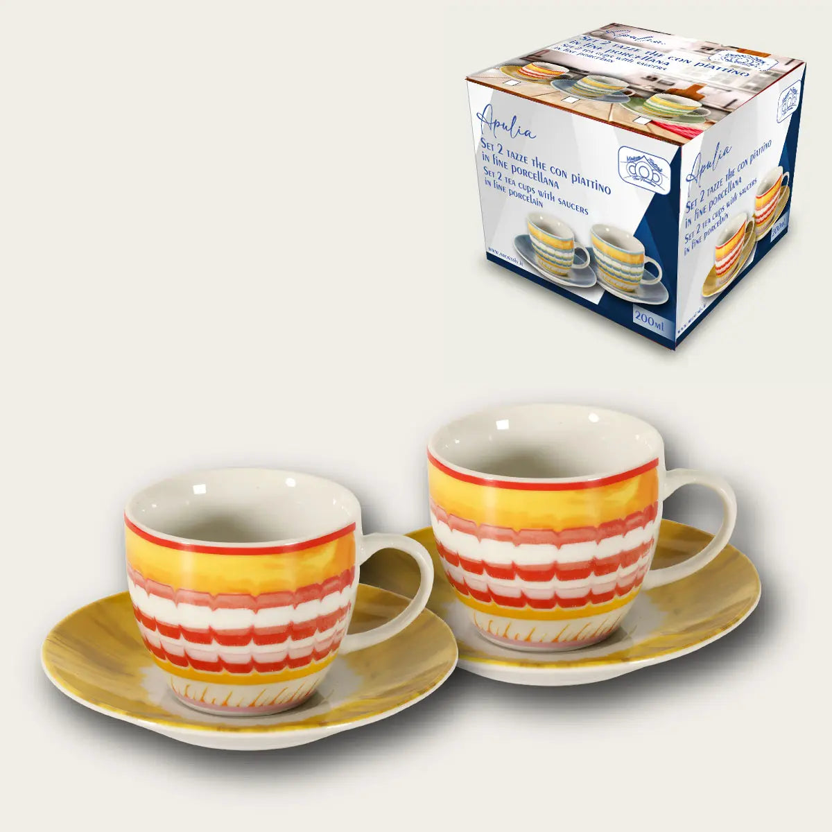 Set 2 Tazze Da The Apulia Con Piattino by Arca