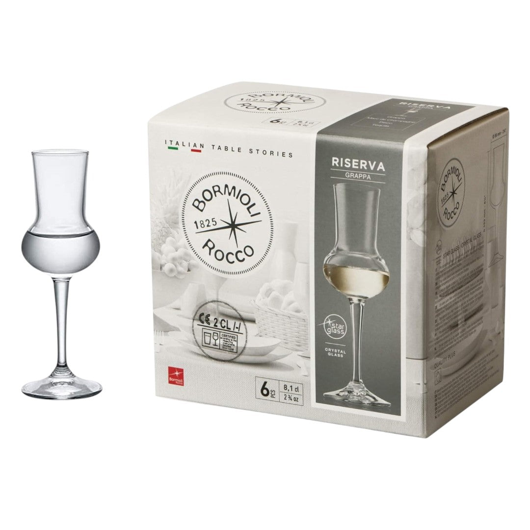 Set 6 bicchieri Vetro Riserva Grappa 80ml by Bormioli