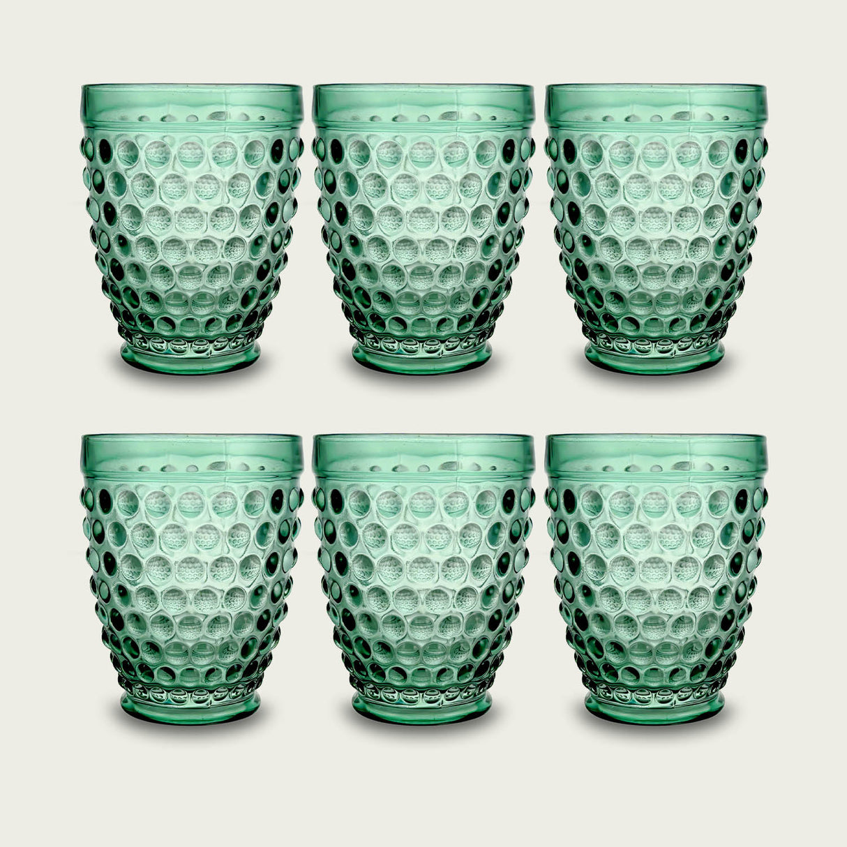 Set 6 Calici / 6 bicchieri in Vetro Colorato Cherry Blossom, Colore verde by Arca