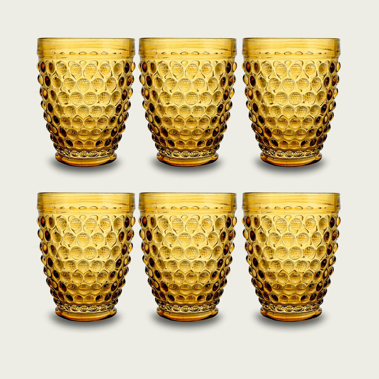 Set 6 Calici / 6 bicchieri in Vetro Colorato Cherry Blossom, Colore giallo by Arca