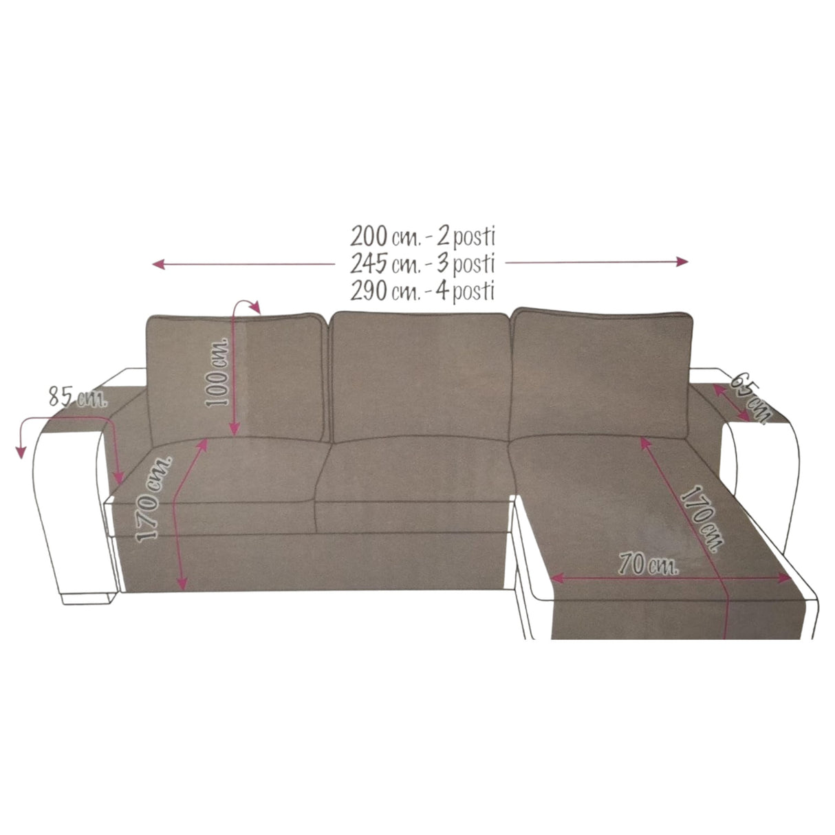 Copridivano Penisola ADAPTABLE Zucchissime 2/3/4 Posti – Tessuto Elasticizzato Made in Italy